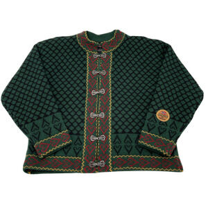 Northfjord of‎ Norway Lined Wool Cardigan Sweater Womens Large Green